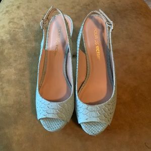 Pour La Victoire Foe Ostrich Skin Sling Back Heel